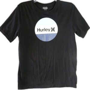 Hurley Youth Size XL ( 13-15 Years) Black T Shirt w Blue & White Logo